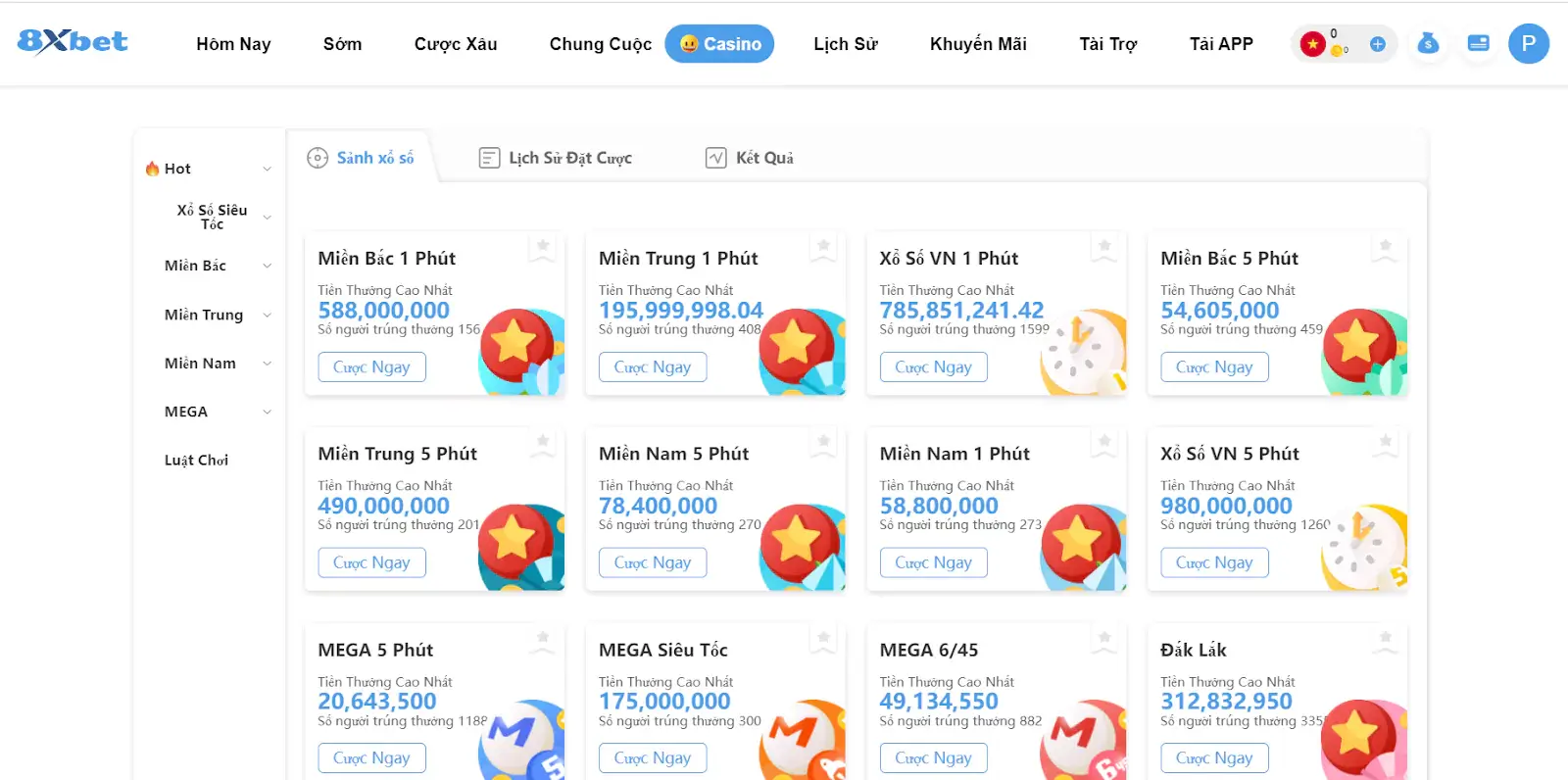 8xbet là nơi cá cược trực tuyến hàng đầu trong lĩnh vực Xổ số lô đề